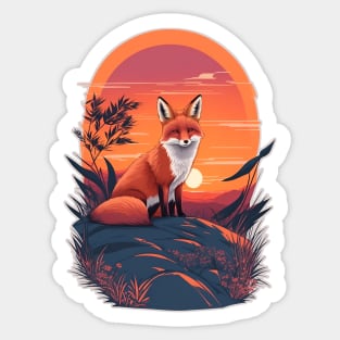 Sunset Fox: Graceful Wildlife Beneath the Setting Sun Sticker